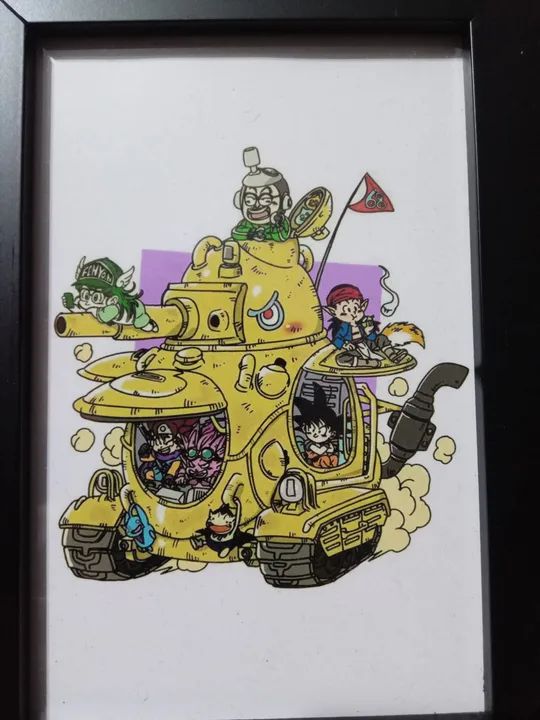 Quadro temático com vidro e moldura em preto Akira Toriyama e suas personagens  - Foto 2