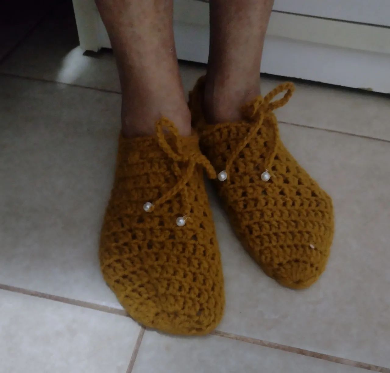 Pantupa, de crochê - marrom veste 35 até 38