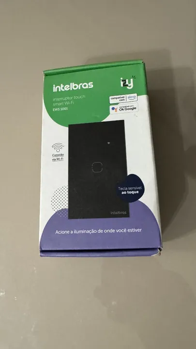 Interruptor Inteligente Touch Wi-Fi 1 Tecla Preto EWS 1001 - Intelbras - Novo
