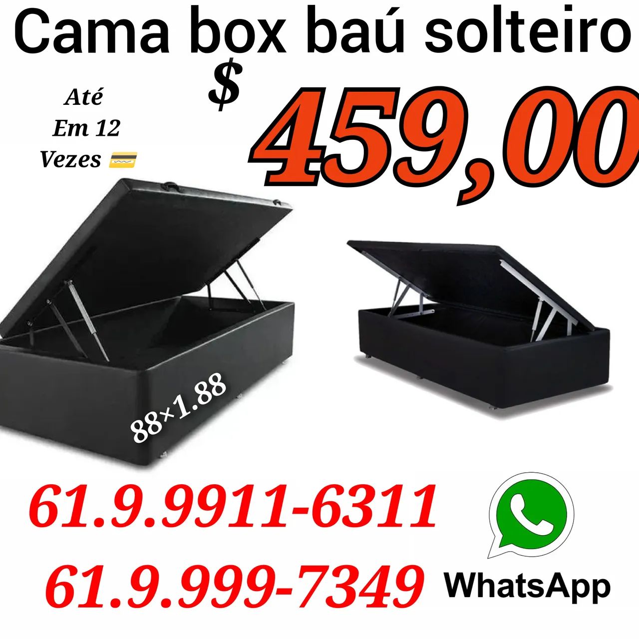 Cama box baú solteiro 88x188
