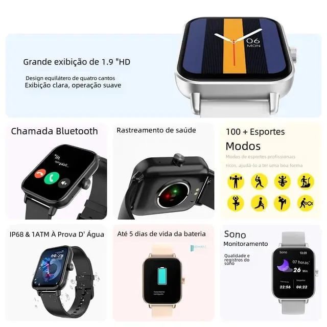 Smart Watch TK168, HD Touch Screen, Chamada Bluetooth, foto, Android e IOS - Foto 5