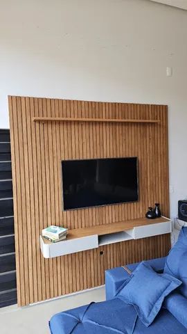 Painel Ripado Em MDF 2,27m de largura x 2,50m de Altura Com Nicho - Bordinhon Móveis - Foto 3
