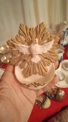 Pomba espirito santo água benta anjinho anjo porcelana ovo porta joia e caneca antiguidade - Foto 6