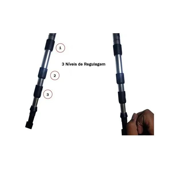 Bengala Aluminio Ajustavel Polos Trekking Caminhadas - Foto 2