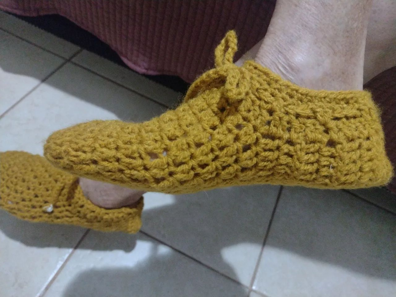 Pantupa, de crochê - marrom veste 35 até 38 - Foto 3