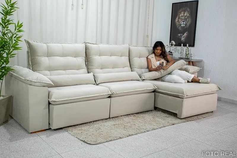 Sofá Retrátil Reclinável 3.20m Lima Molas Bonnel Soft IMPERDÍVEL rf654 - Foto 2