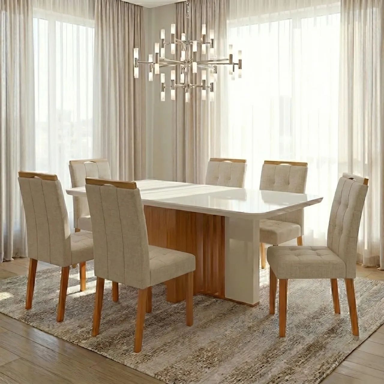 Mesa de Jantar Tampo Maxi 170 com 6 Cadeiras- Entrega Rápida