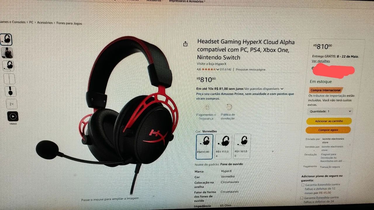 Headset Gamer HyperX Cloud Alpha com fio - Multiplataforma LEIA A DESCRIÇÃO - Foto 5
