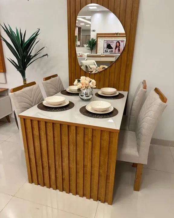 Mesa de Jantar Cancun  1,20m c/ Espelho  -  Pague somente na entrega!