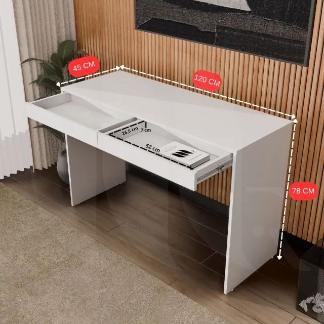 Mesa Escritório 100% MDF Com 2 Gavetas *NOVA*  - Foto 3