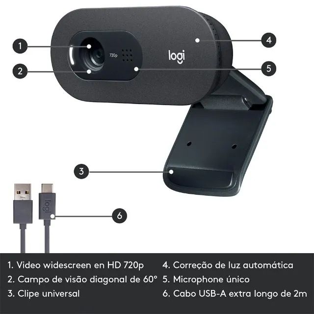 Webcam Logitech C505 720P HD 30 FPS com Microfone 3 MP USB - WZetta - Foto 2