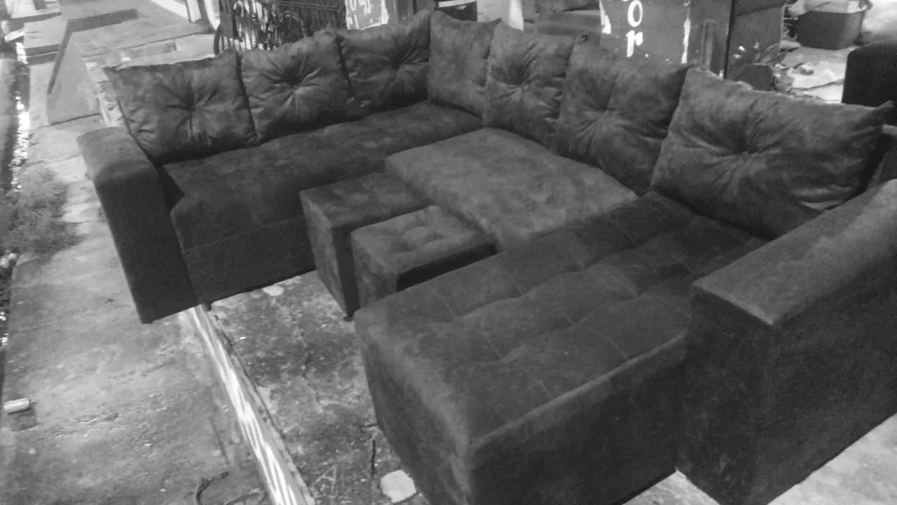 Sofá de Canto em Suede Bege - Foto 5