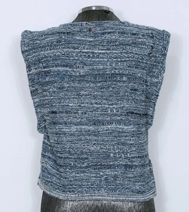 Colete feminino tricot azul e branco Le Lis Blanc inverno - Veste M - Ref. 3926 - Foto 2