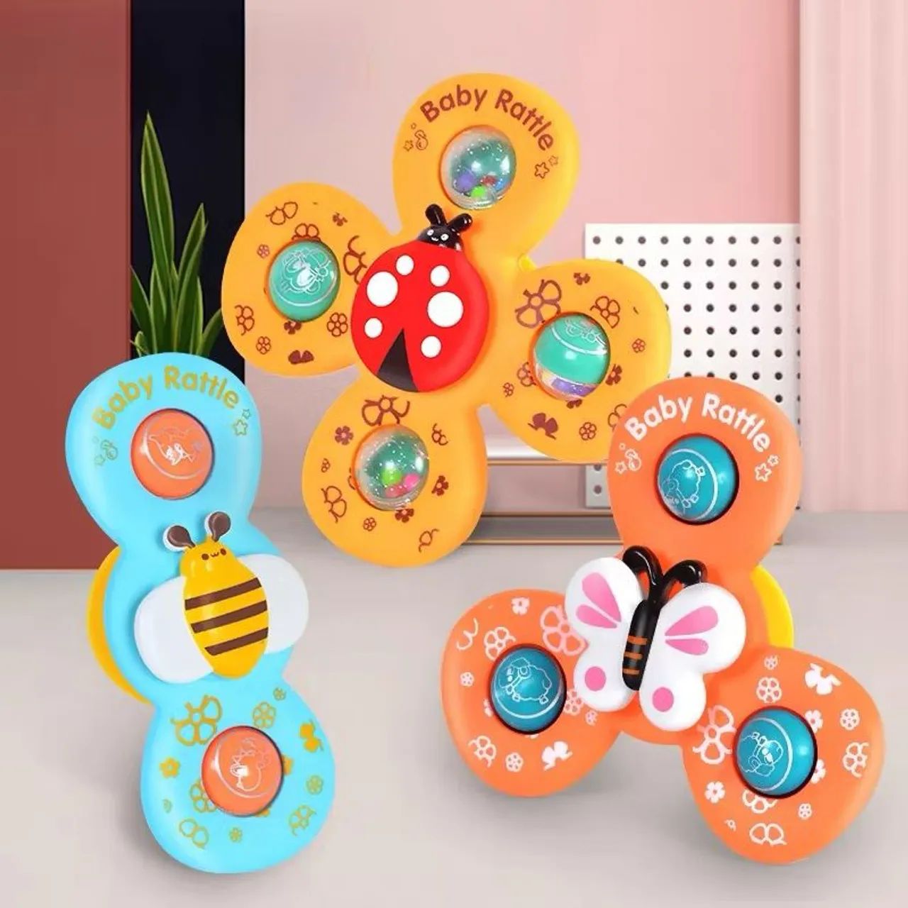Brinquedo com ventosa Rattles Coloridos para Bebês 