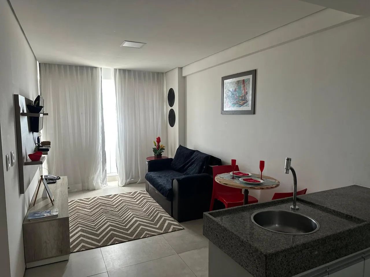 Maravilha de Flat vista Mar todo mobiliado com condomínio barato.