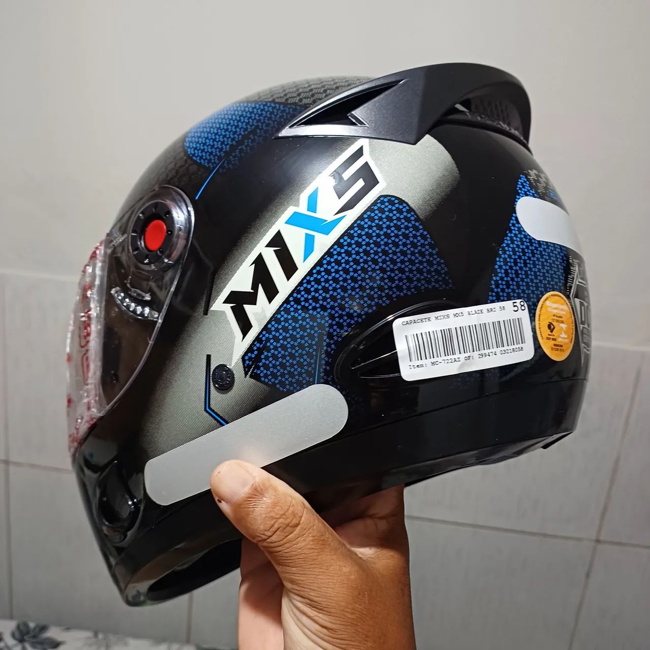 Capacete MISX Preto e Azul novo lacrado  - Foto 2