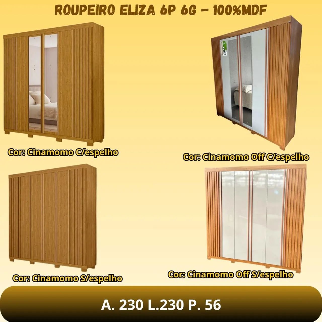 GUARDA ROUPA CASAL 6 PORTAS - Foto 5