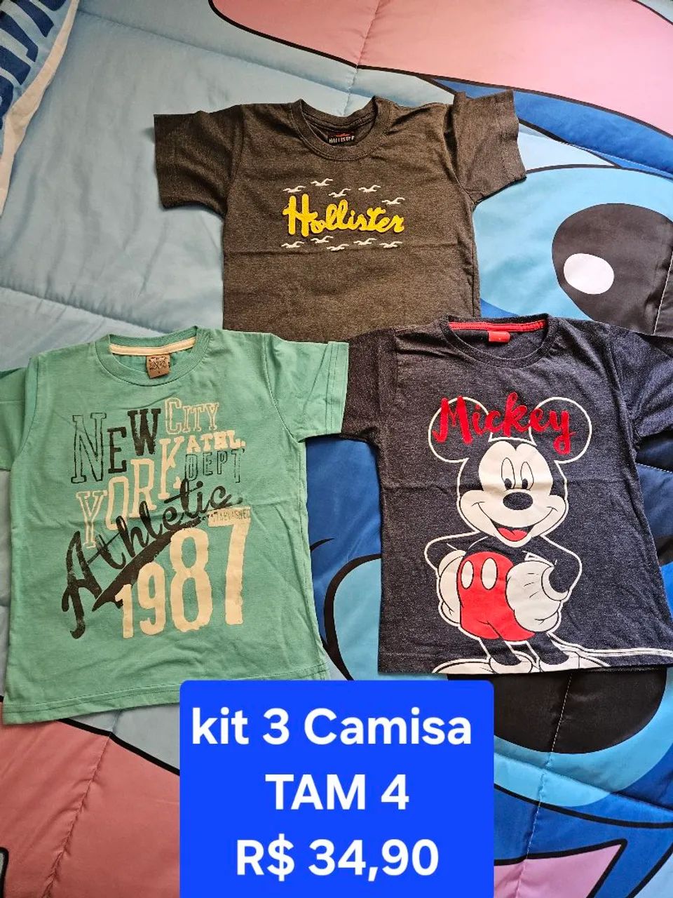 Kit 3 Camisas Infantis TAM 4