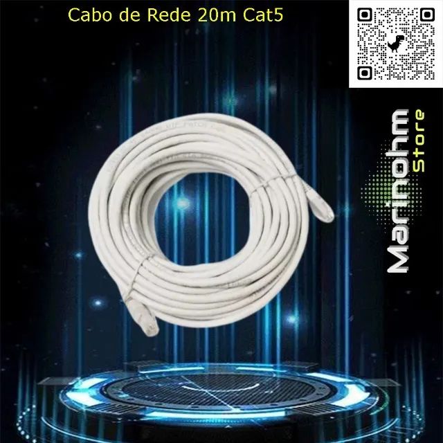 Cabo de Rede 20m Branco 100mbps Cat5 20 metros