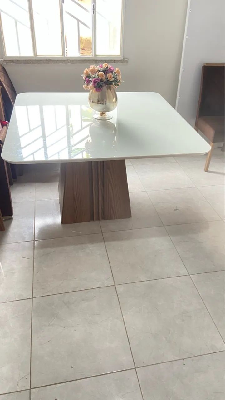 Mesa de Jantar Quadrada Branca com base MDF - Foto 2