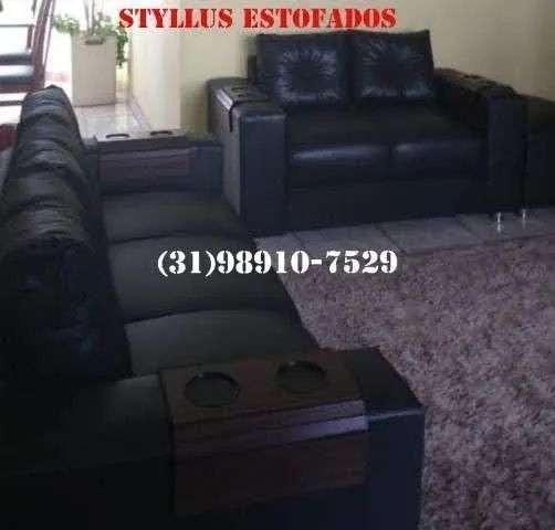 Conjunto de Sofás de Couro - 3 Lugares e 2 Lugares - Foto 2