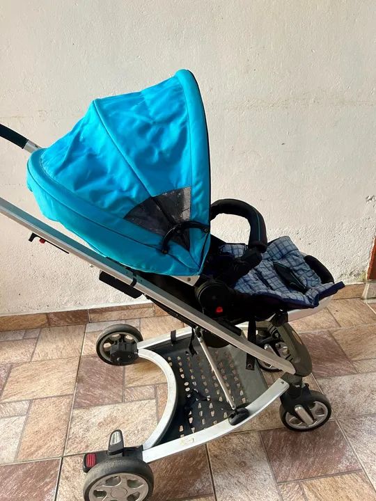 Carrinho de Bebê - dardara - Azul e Cinza