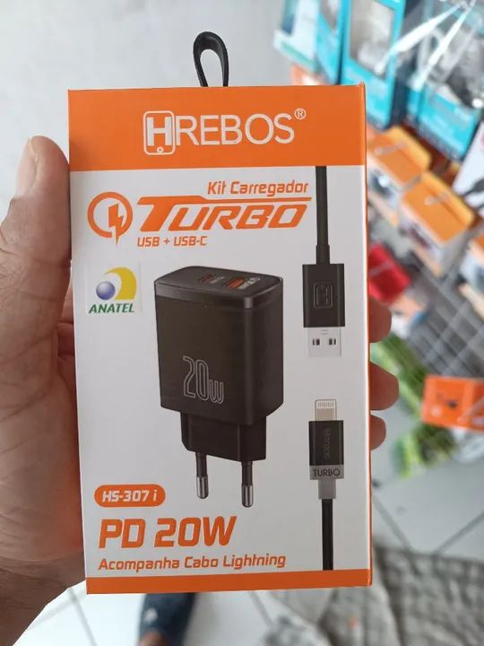 Kit Carregador Turbo USB + USB-C Hrebos HS-307i + Cabo Lightning  - Foto 2