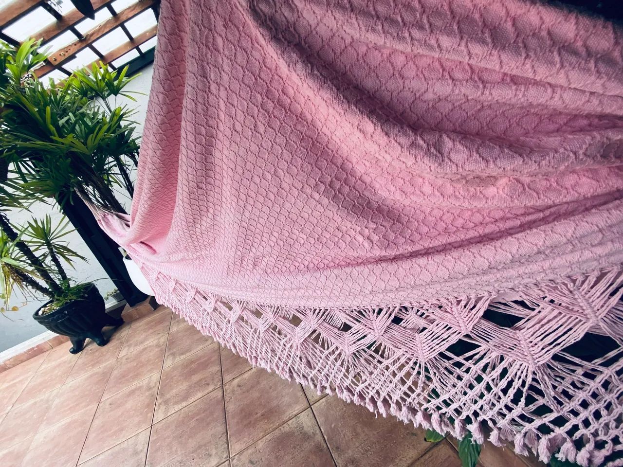 Rede de dormir em algodão, cor rosa  - Foto 2