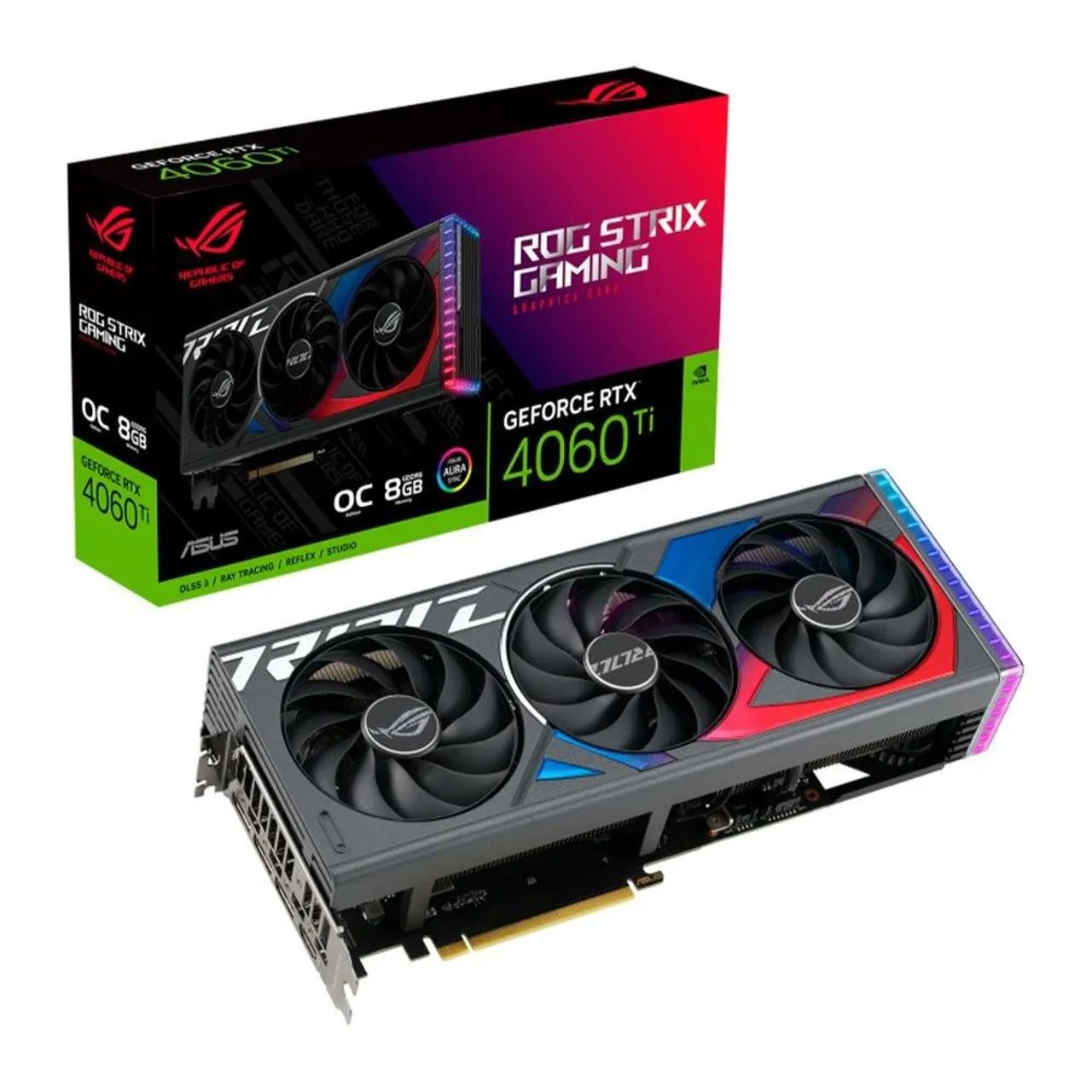 Placa De Vídeo Asus Geforce Rtx4060 Ti Rogstrix Oc 8gb Gddr6