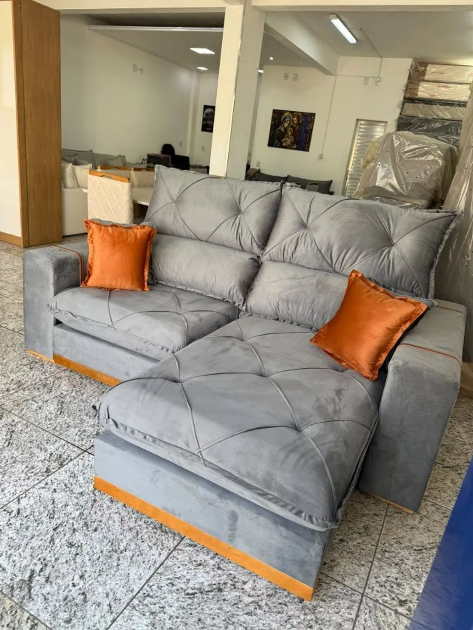 SOFÁ GRAN BELLO 2,30M - VELUDO Premium  MOLAS ENSACADAS - Foto 2