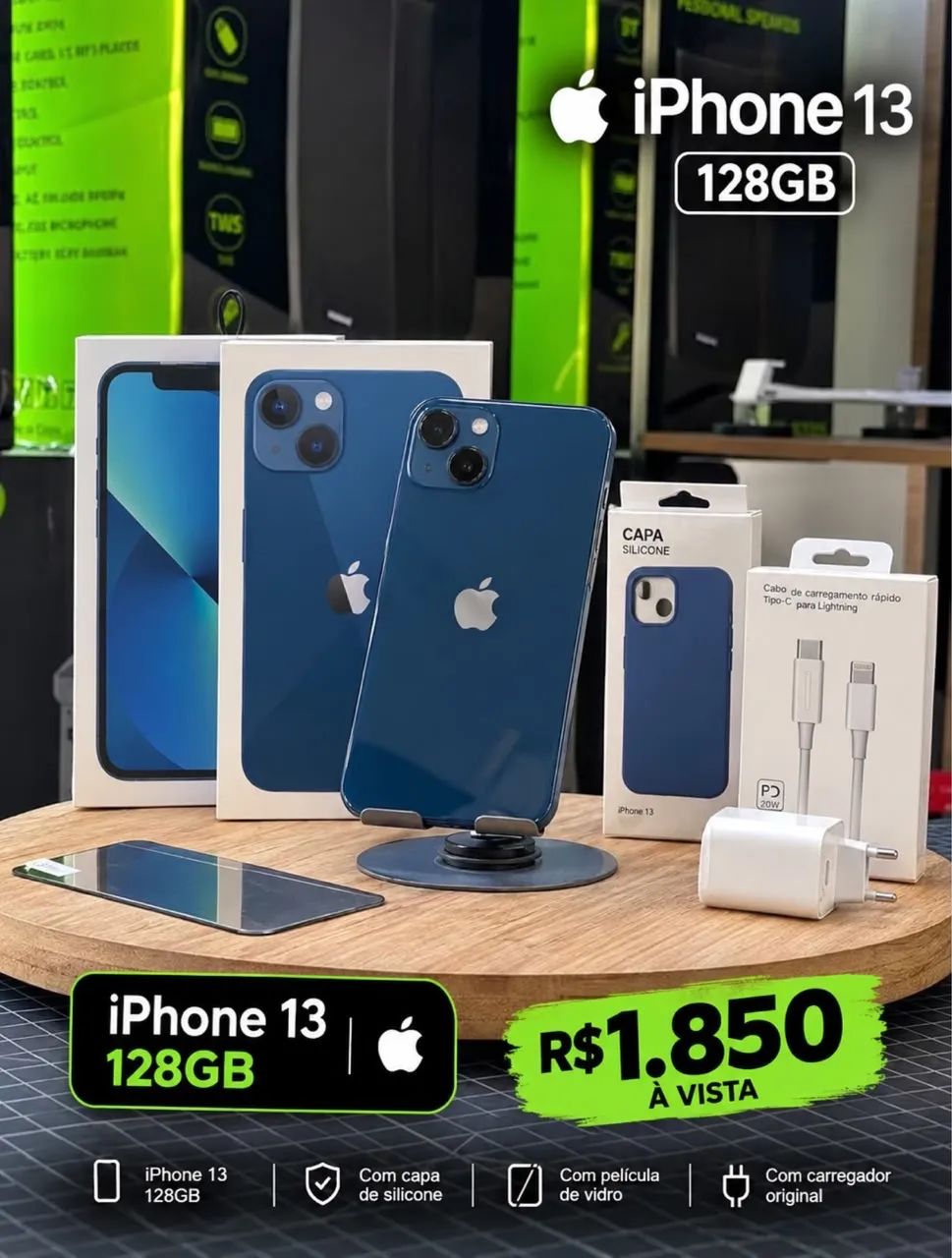 iPhone 13 128GB TODO ORIGINAL com caixa, vai com carregador capa e película  - Foto 2