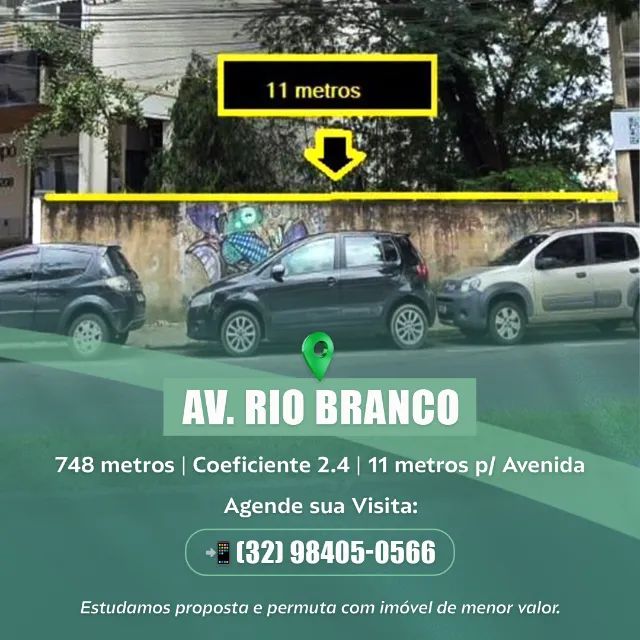 Terreno de 748m² na Av. Rio Branco | Coeficiente 2.4