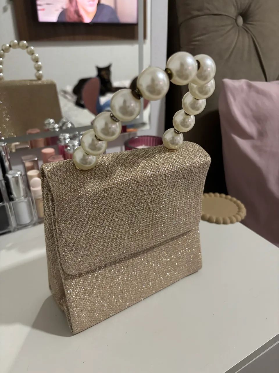 Bolsa de Festa Brilhosa com Pérolas  - Foto 2