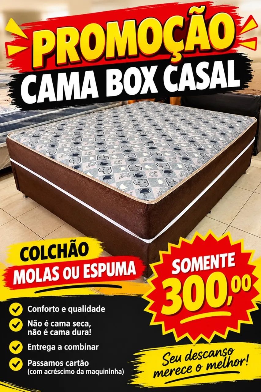 Cama Box Casal com Colchão - Apenas R$300