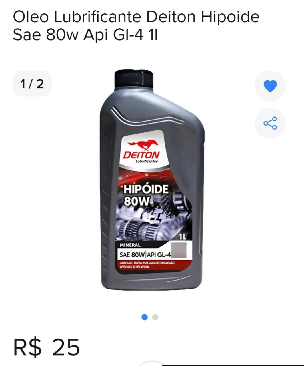 Óleo Deiton Hipoide SAE 80w API GL4