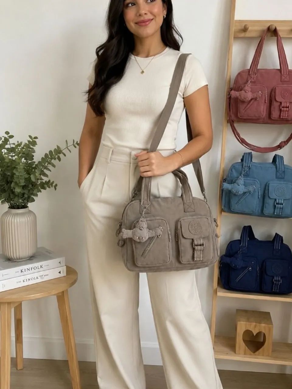 Bolsa Kipling modelo Defea em Nylon Cores C'Alça Transversal Ajustável - Foto 2