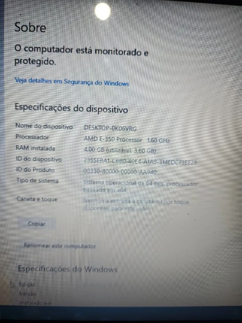 Notebook HP G4 AMD 1.60Ghz +4Gb DD3 + SSD 32Gb + Fonte e Windows 10 com Pacote Office - Foto 5