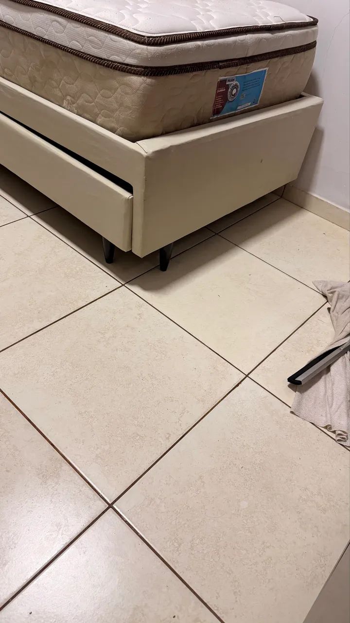 CAMA BOX AUX E COLCHÃO SOLTEIRO