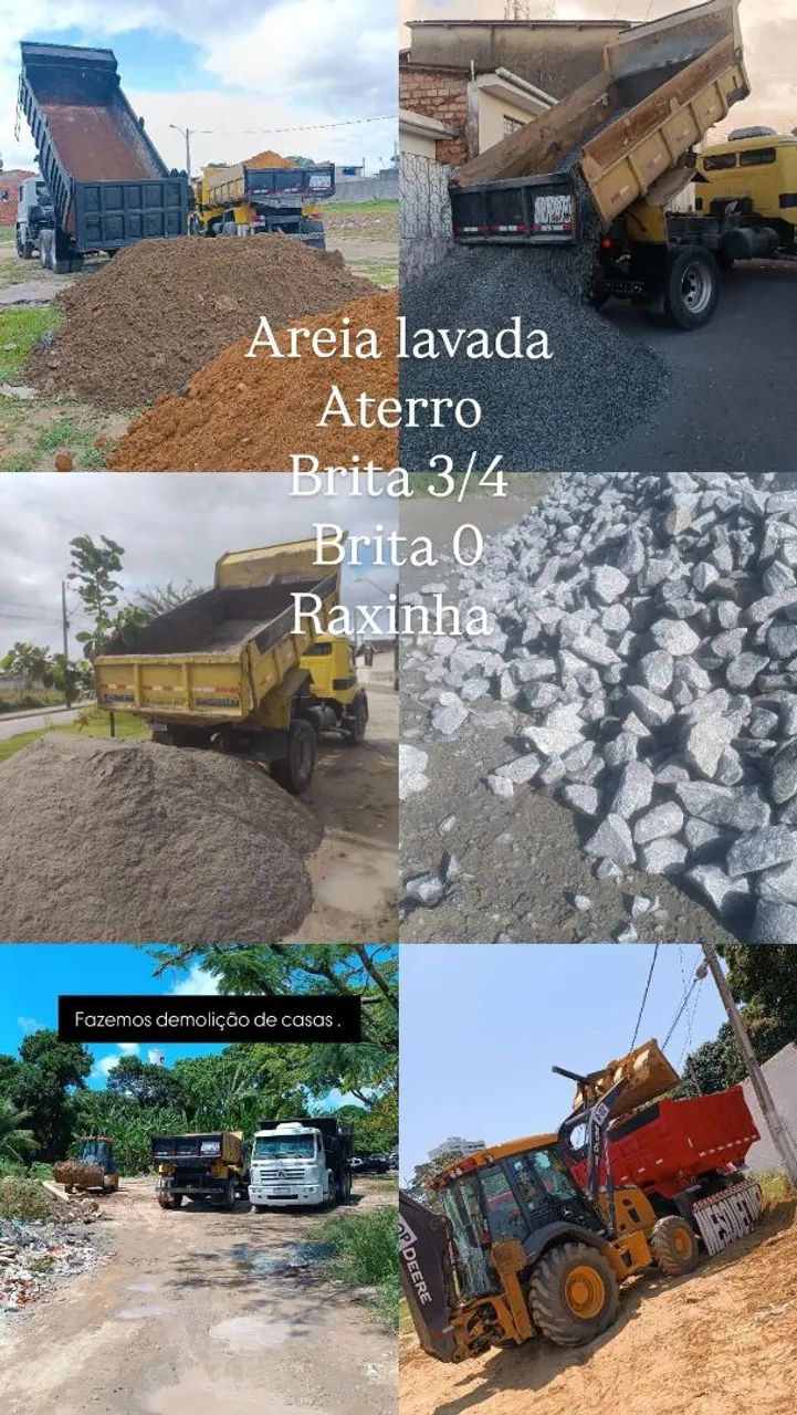 Caçamba: Areia, brita e aterro . 