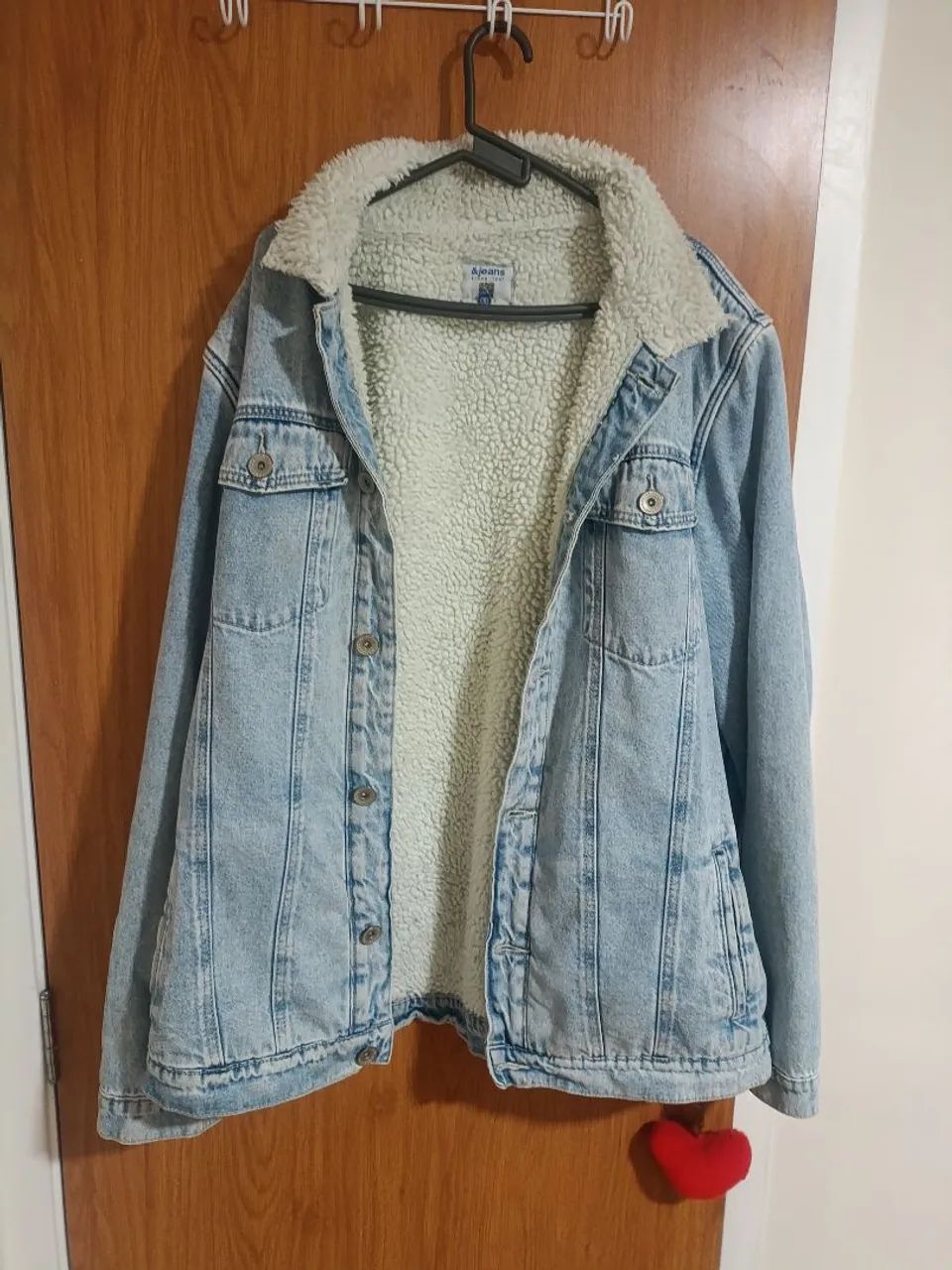 Jaqueta casaco jeans peluciada