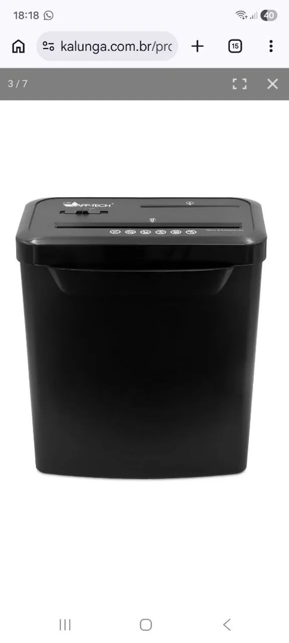 Fragmentadora de papel 8 folhas em partículas / CD / Cartão com cesto 110v C800 App-tech C