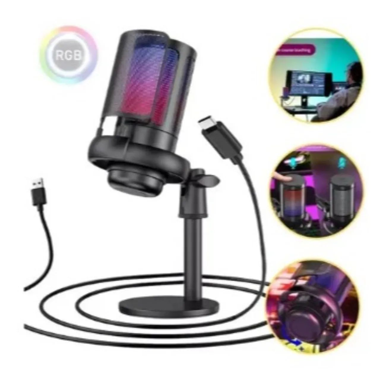 Microfone RGB tomate podcasts, live, streaming  - Foto 2