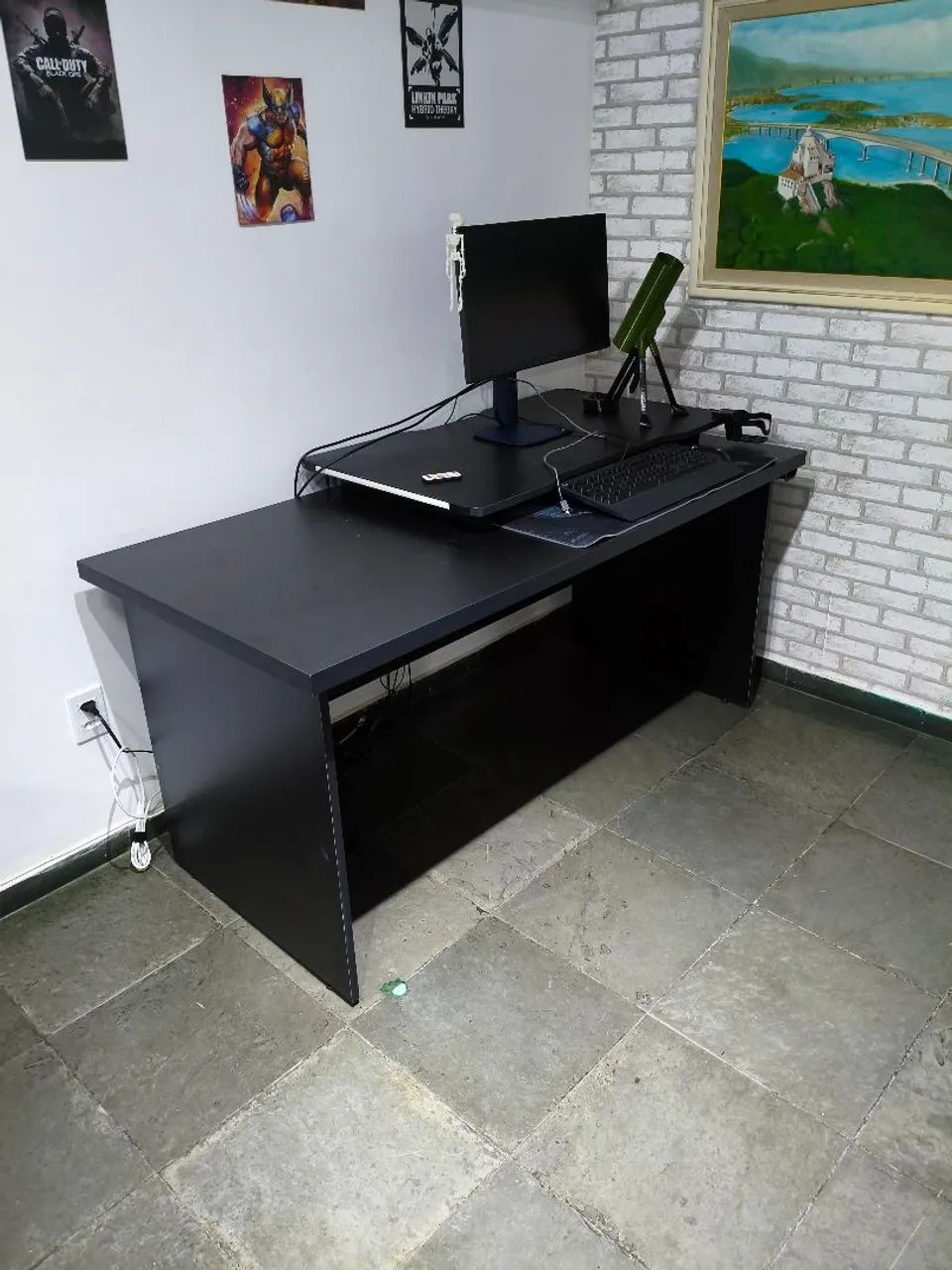 MESA GAMER PC - ESCRITÓRIO - PRETO MDF  - Foto 2
