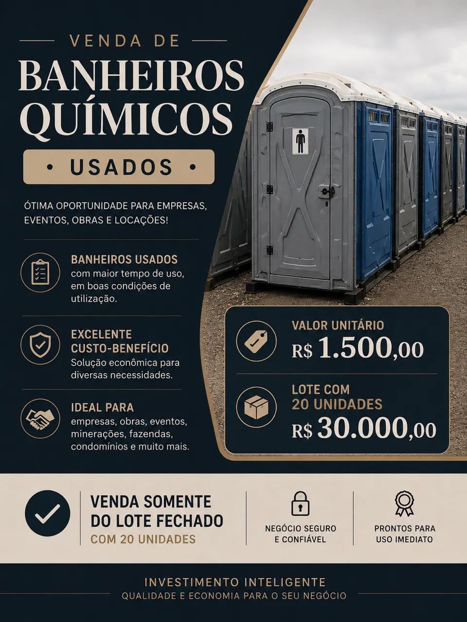 Venda banheiros químicos usados 