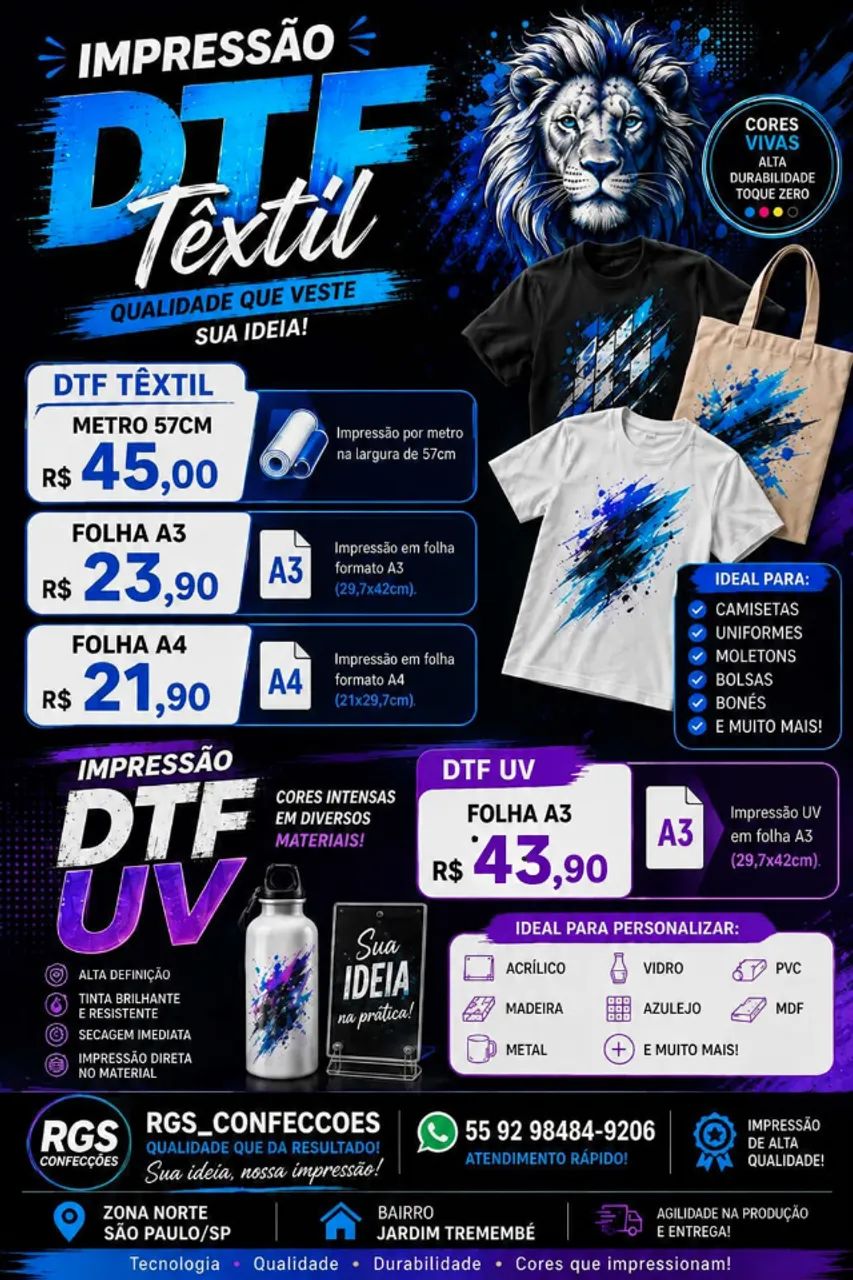 DTF TEXTIL/UV ALTA QUALIDADE