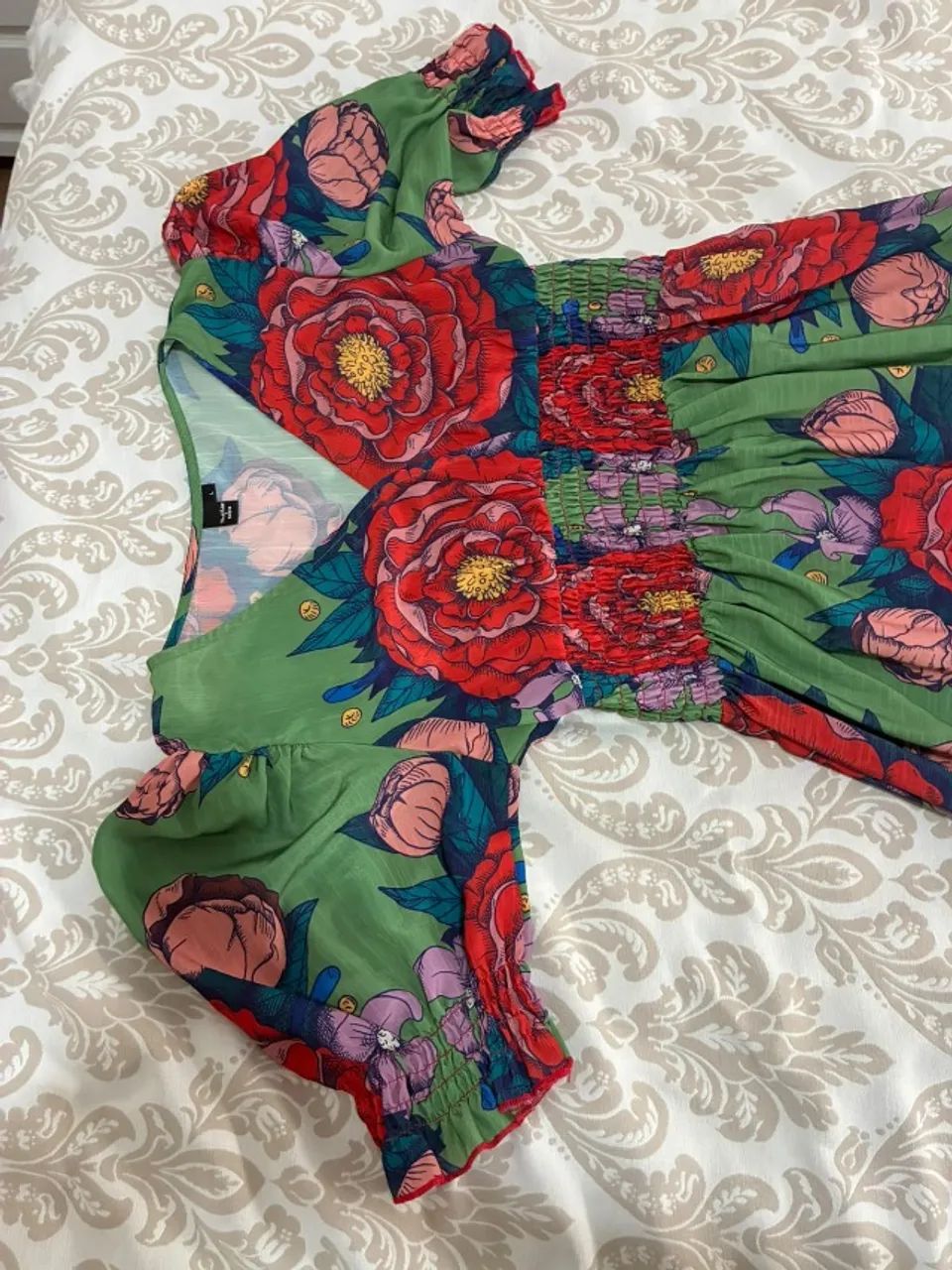 VESTIDO VERDE ESTAMPADO- TAM  - Foto 2