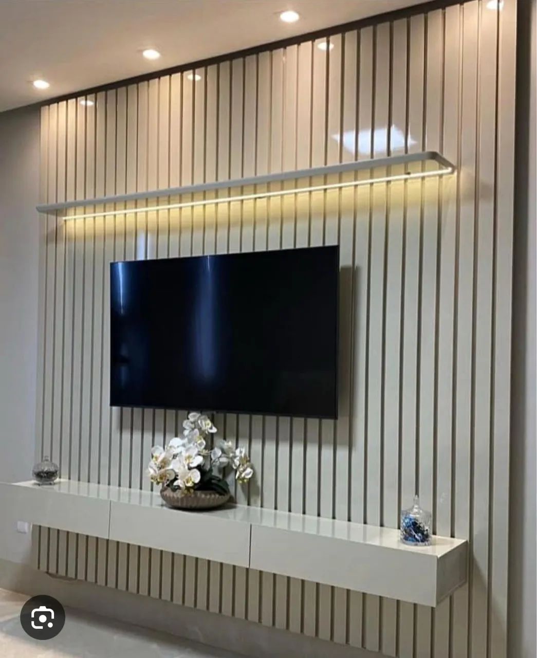 Painel Ripado Off White Com Led 