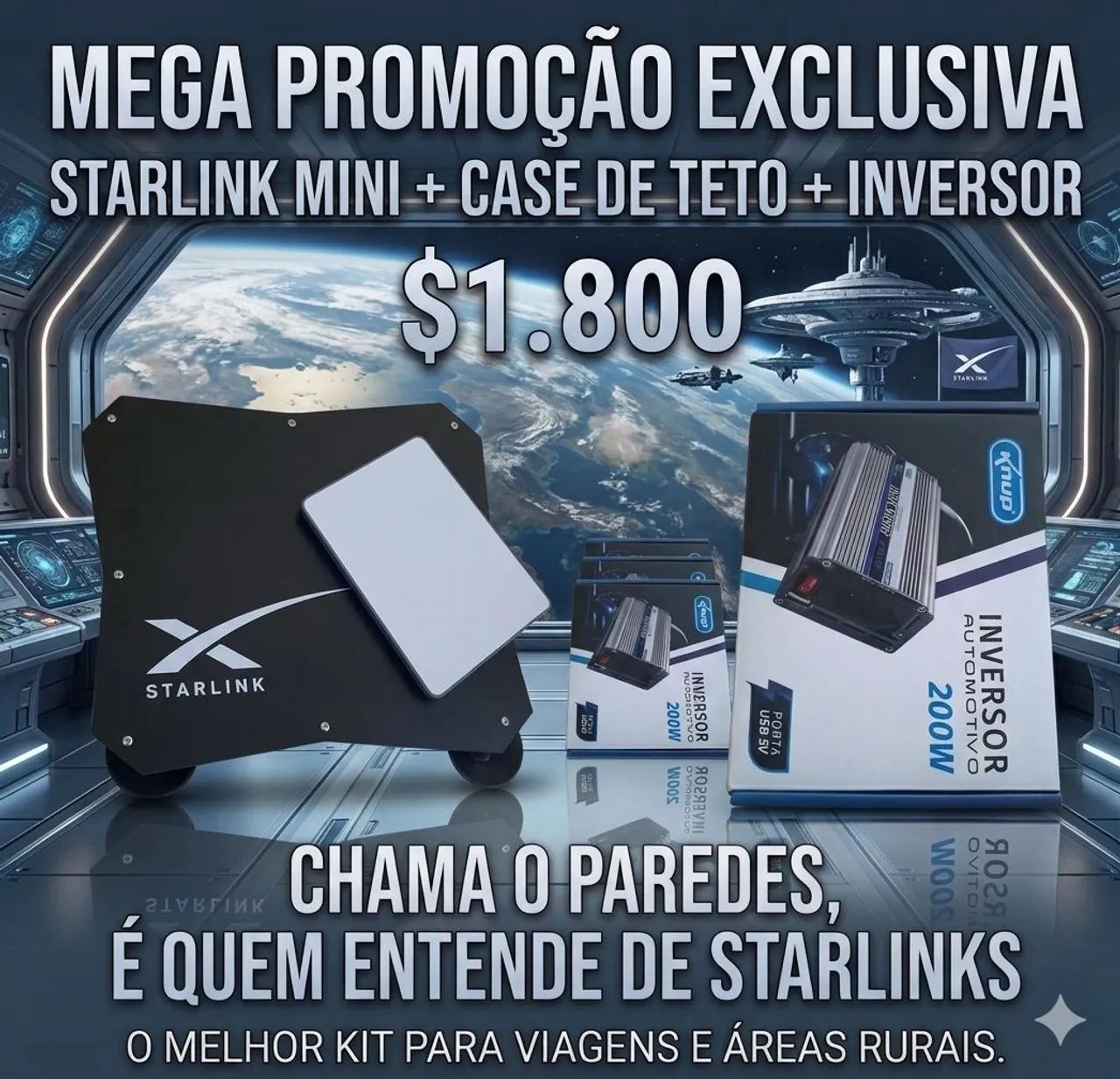 STARLINK + CASE + INVERSOR 