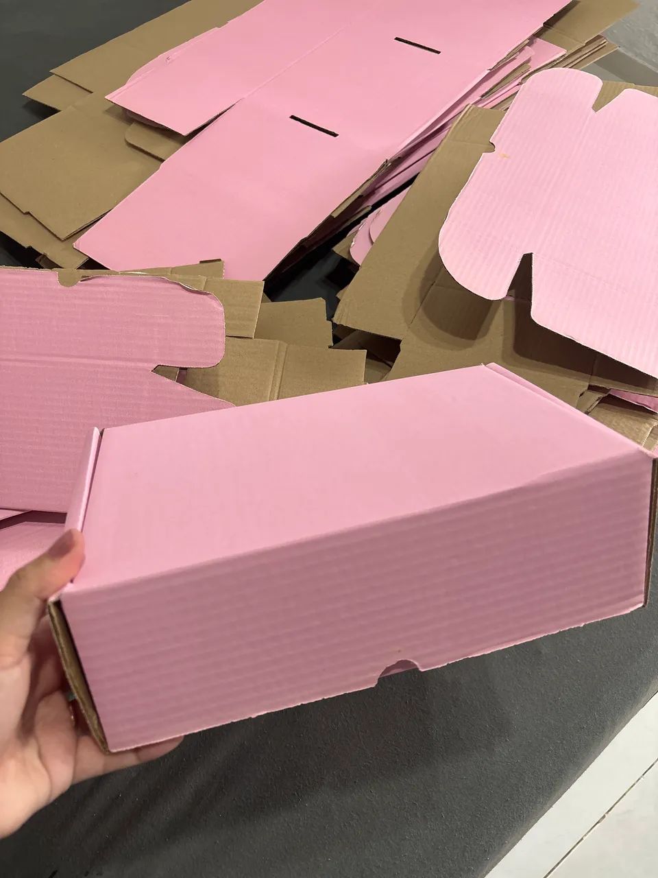 50 caixas para envio de papelão rosa diversos tamanhos 