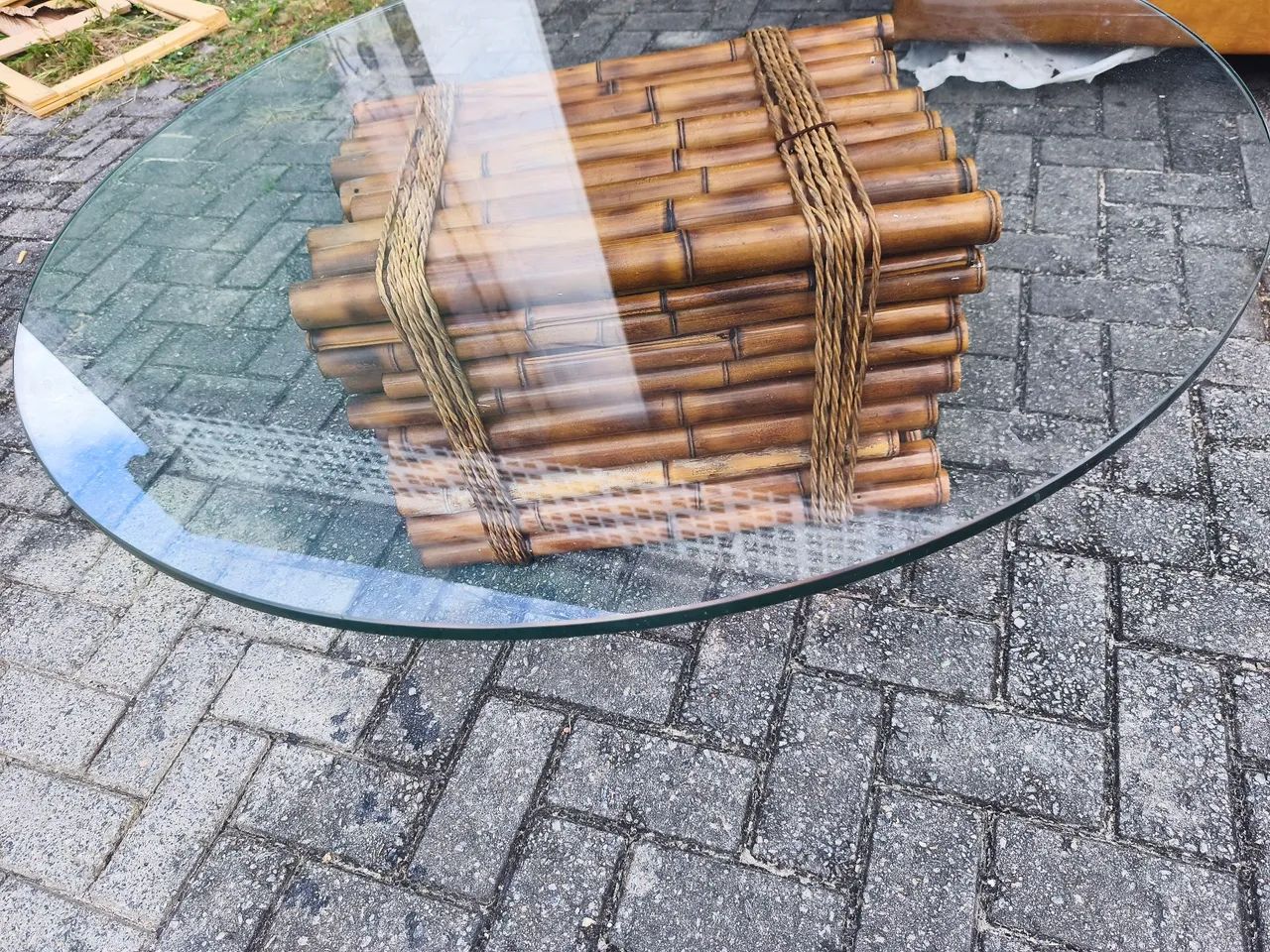 Mesa de centro de bambú e vidro 1.20 - Foto 3